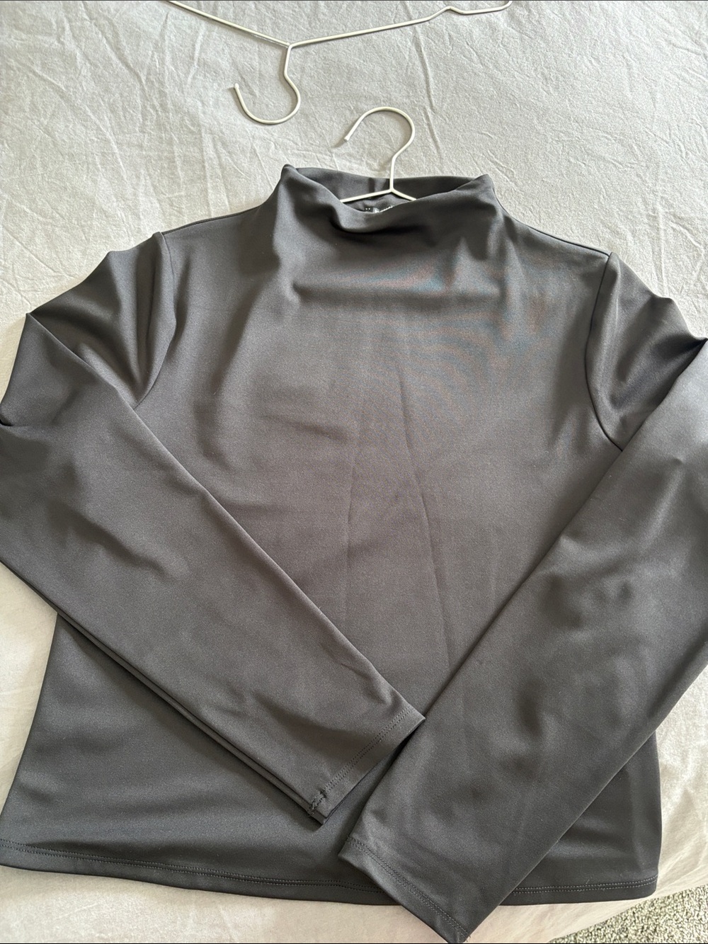 Express Body Contour Mockneck Neck Long Sleeve Top — Black
